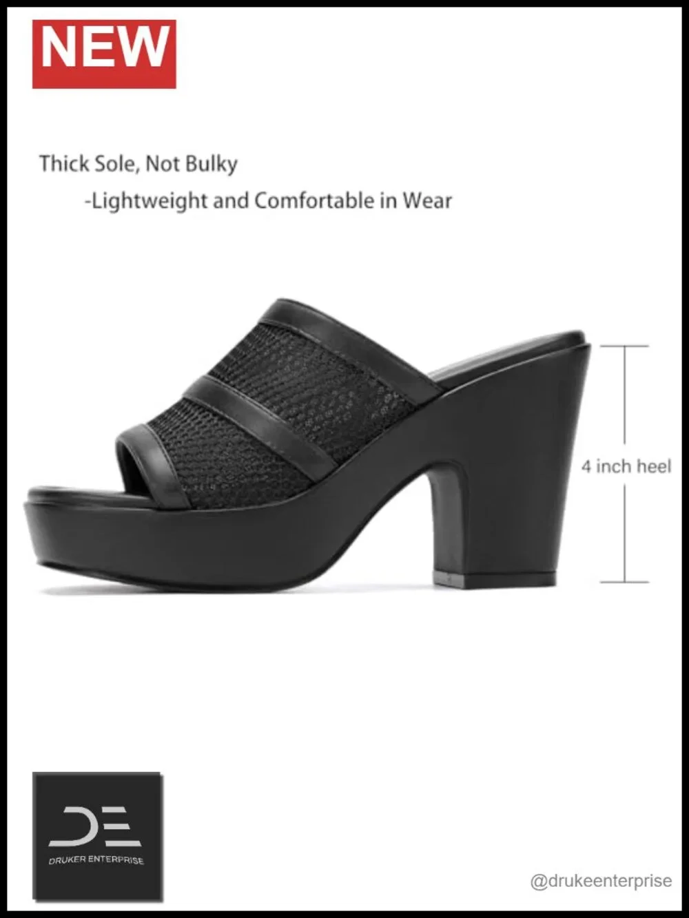 Women's Open Toe Mesh Platform Wedge Mule Sandals